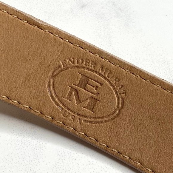 Ender Murat Beige Tan Imported Alligator Grain Calfskin Embossed Belt USA S - Picture 8 of 9